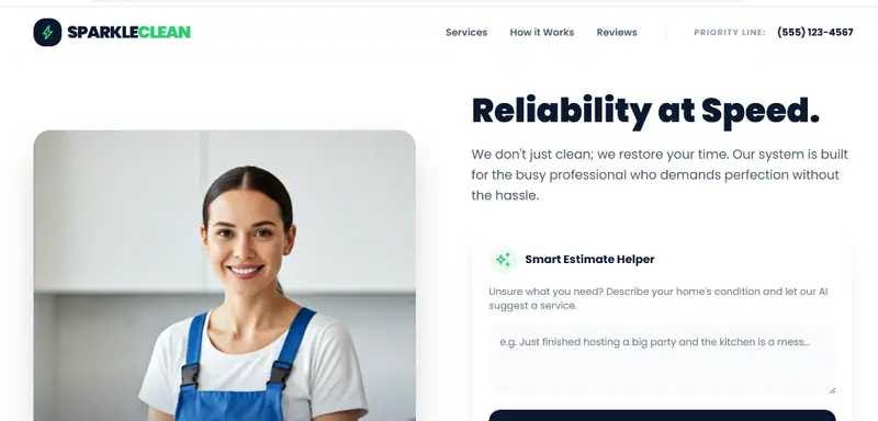 Sparkle Clean cleaning services website