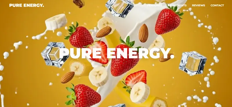 Pure Energy smoothie brand landing page