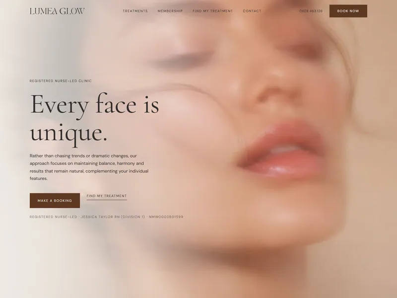 Lumea Glow - RN-led skin clinic website, Sydney